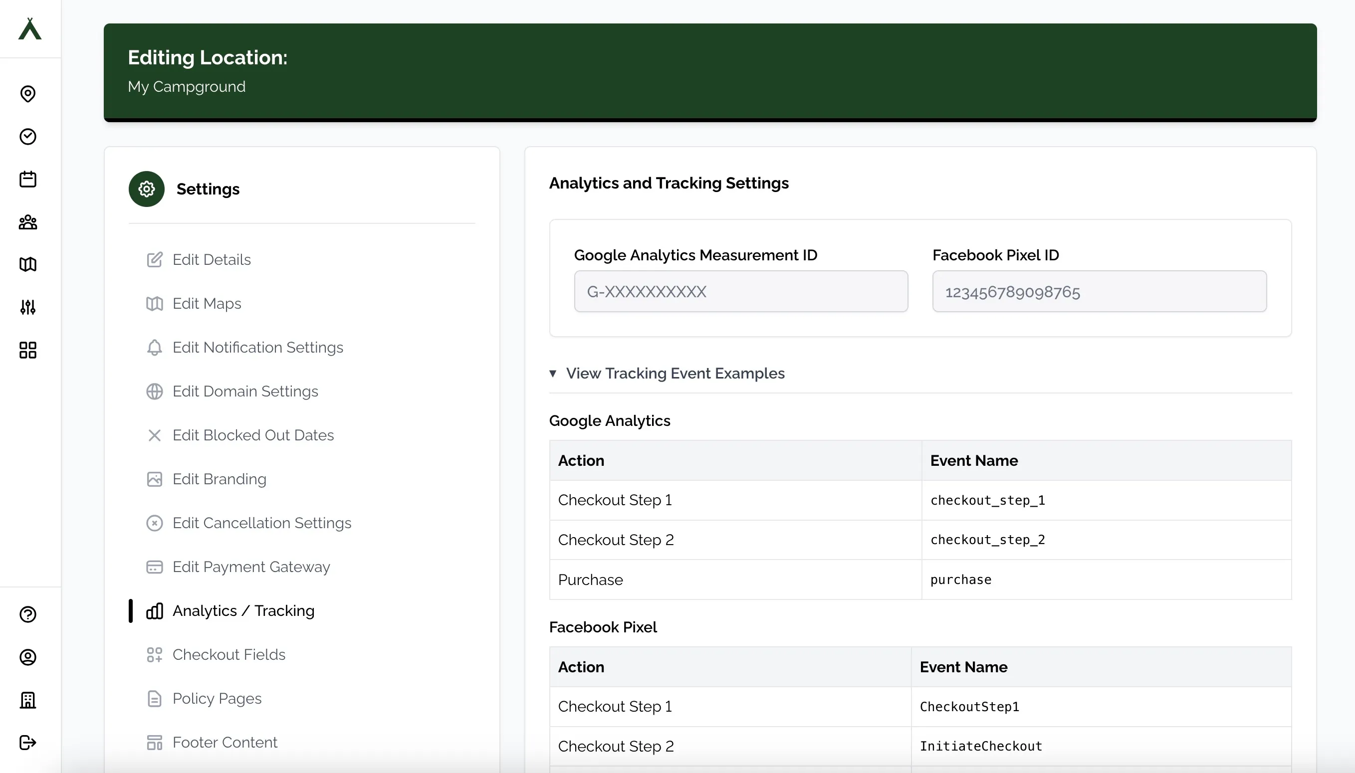 Camper BMS Analytics Settings