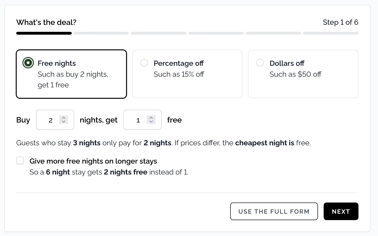 Setting up a buy 2 nights, get 1 free deal in Camper BMS